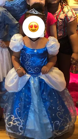 Fantasia Cinderela Borboletas Vestido Princesa Azul Luxuoso