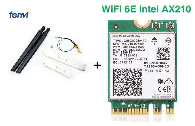 Kit Placa wifi bluetooth Intel Ax210 wifi 6 + Par De Antenas Wifi Ngff M.2 + cabos ipex mh