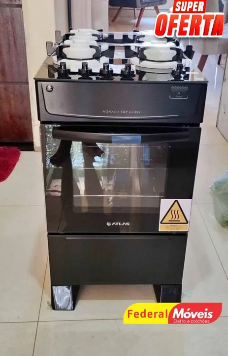 Fogão Atlas 4 Bocas Mesa de Vidro Automático Oferta - Entregamos