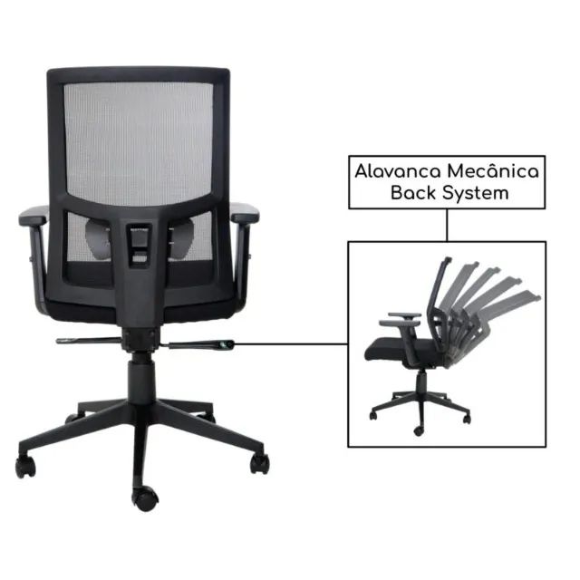 Cadeira de Escritório Diretor Tela Mesh KIEV Preta Ergonômica Conforto Modelo 34006 - Foto 6