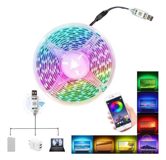 Fita LED RGB e Branca 2, 3 e 5 m com e sem Fonte, com Controle e Bluetooth - Foto 5