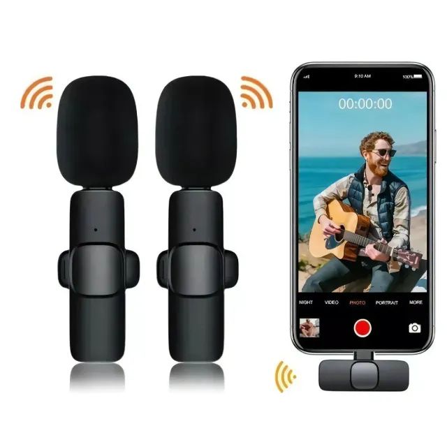 Microfone de Lapela Sem Fio Profissional Para Gravação de Vídeo Conteúdo - Foto 6