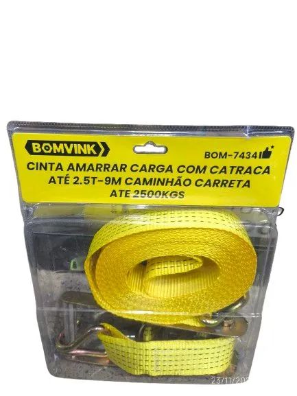 Cinta amarrar carga com catraca BOMVINK BOM-74341 até 2.5T-9M carreta caminhão - Foto 3
