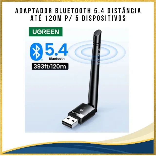 Adaptador Ugreen com antena - V5.4 - 120mts de alcance, Simplesmente o Melhor!