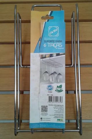 Porta Taça Pendurar Prateleira Armário Resistente 6 Taças - Foto 3