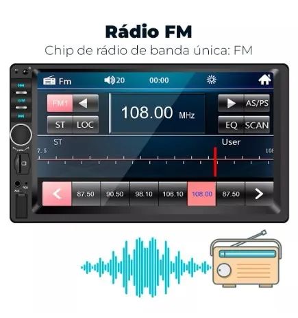Central Multimídia First Option 7810h Com Espelhamento E Bluetooth Cor Preto - Foto 4