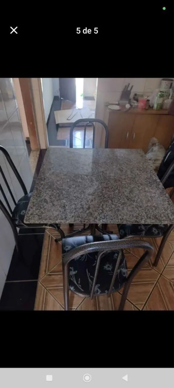 MESA COM 4 CADEIRAS QUADRADA COM PEDRA DE GRANITO COM ENTREGA E MONTAGEM GRÁTIS  - Foto 2