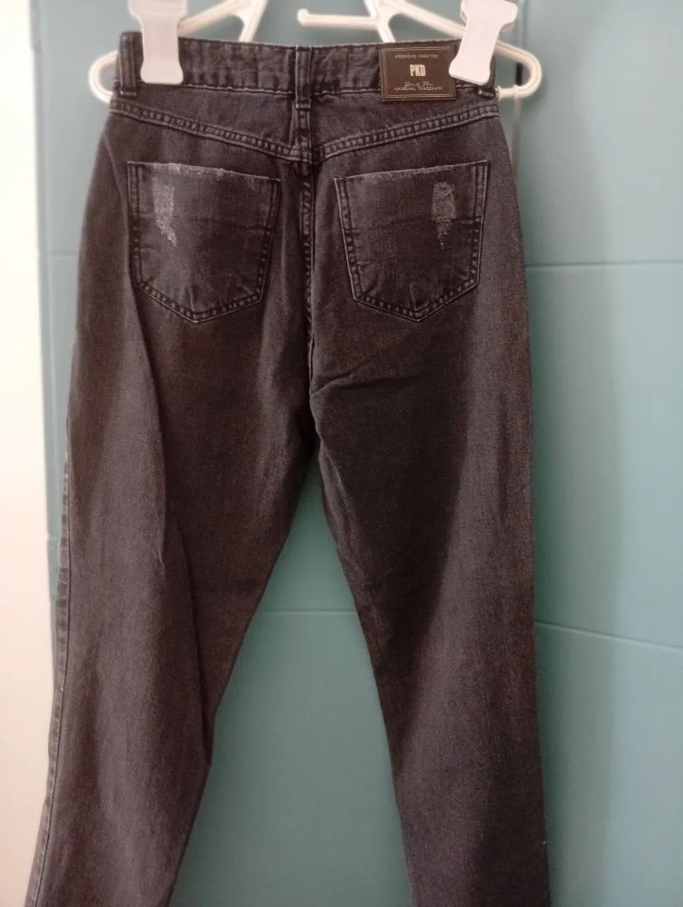 Calça Jeans Preta Destroyed - Foto 5