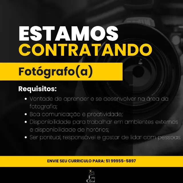 Fotógrafo - (Sem Experiência Necessária)