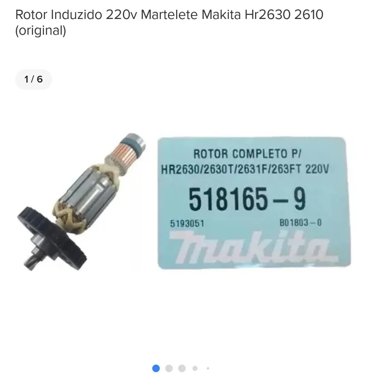 Rotor Induzido Martelete Makita HR2630 2610 220V - Foto 2