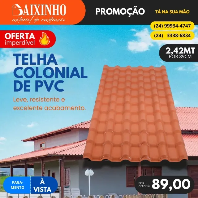 Telha Colonial de PVC Terracota