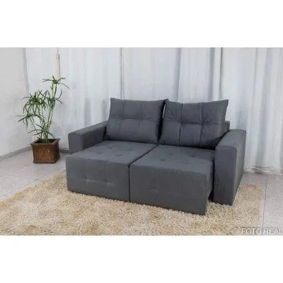 Sofá Cinza Modular Confortável para Sala retrátil 1,80m l33m