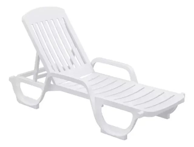 Kit 2 Espreguiçadeiras Dobravel Pitangui Plástico Cor Branca Cor Branco