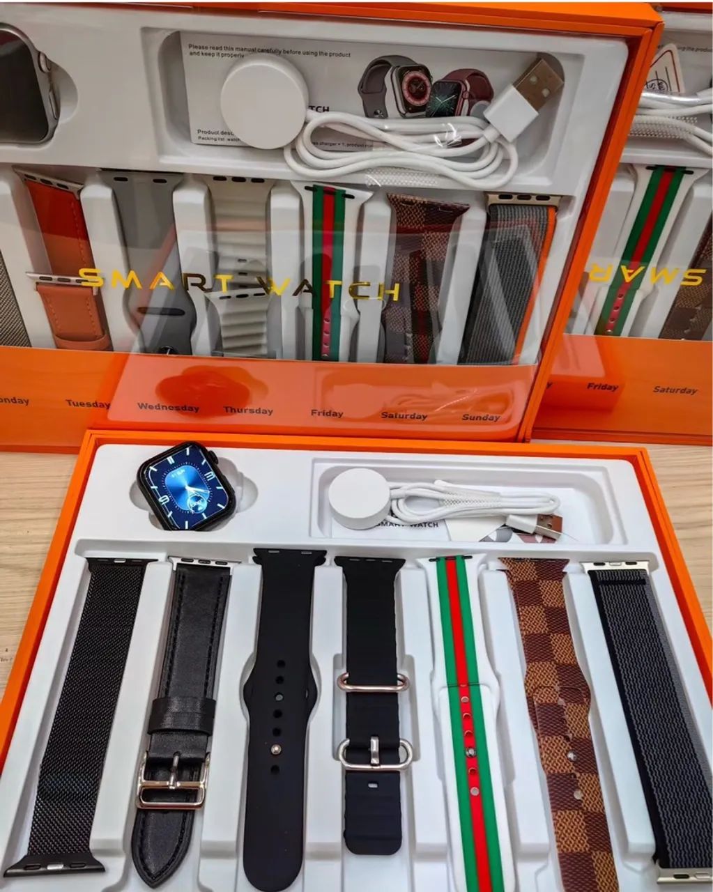 Smartwatch com diversas pulseiras e carregador Entregamos - Bluetooth 