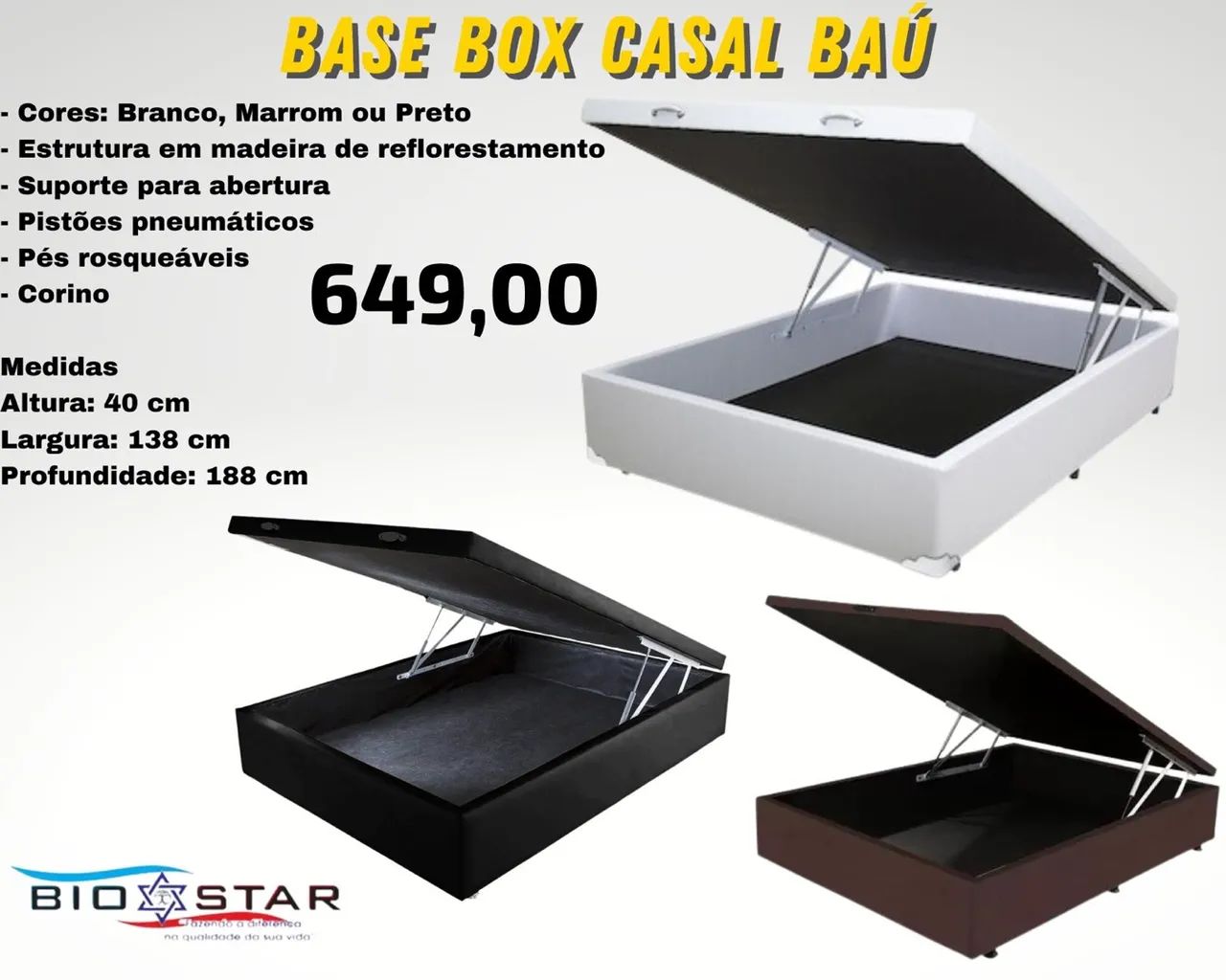 Base Box Casal com baú 138CM /ENTREGA HOJE !!! 