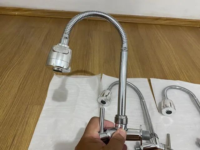 Torneira Cozinha Gourmet Flexível Luxo Parede 1/4 De Volta Metal - Foto 2
