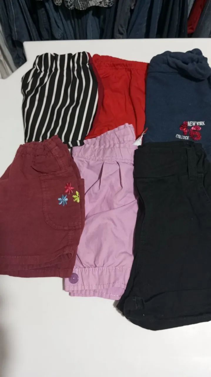 Lote 06 shorts feminino infantil Tam P/ 12
