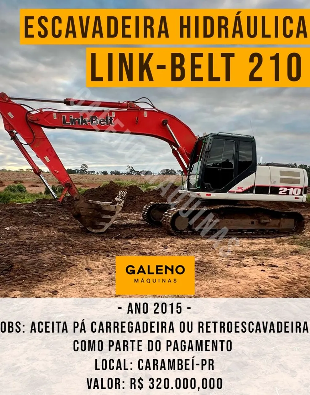 Escavadeia Hidráulica Link-Belt 210 - Ano 2015