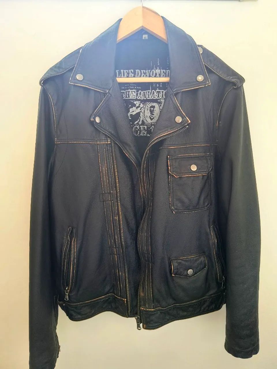 Jaqueta de Couro Legítimo modelo Biker