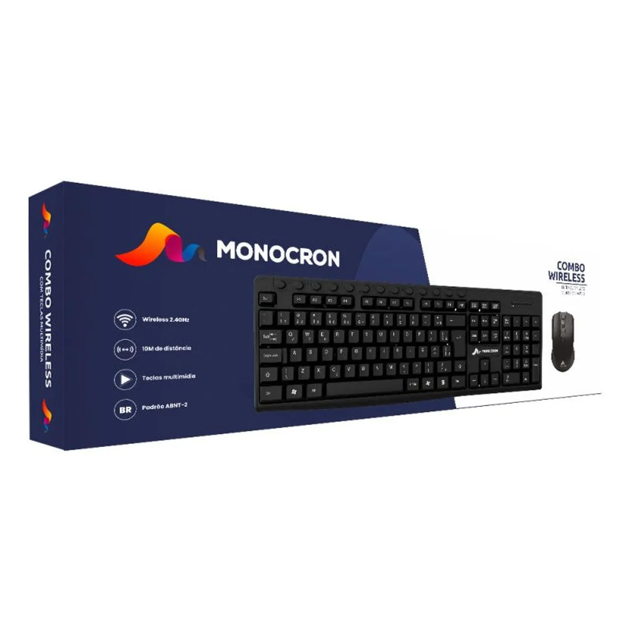 Combo Teclado e Mouse Sem Fio Monocron - Preto PROMOÇÃO!