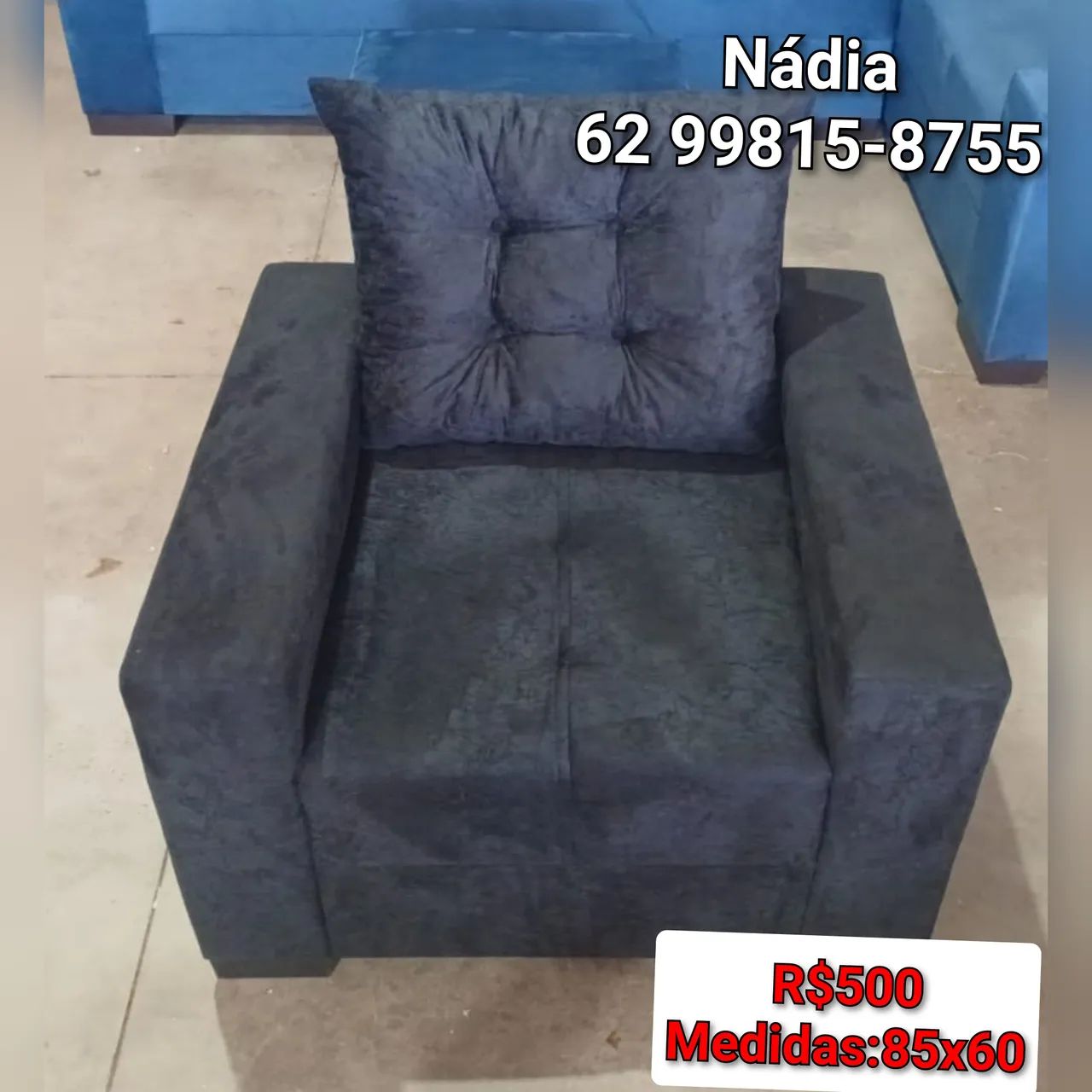 Poltrona Moderna Cinza Escuro