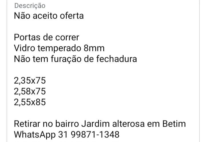 3 Portas blindex de correr sem furo de fechadura R$150 CADA Não entrego  - Foto 3