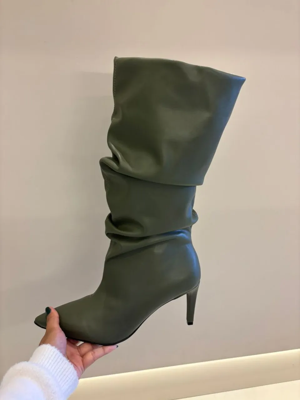 Bota Feminina Verde Cano Longo