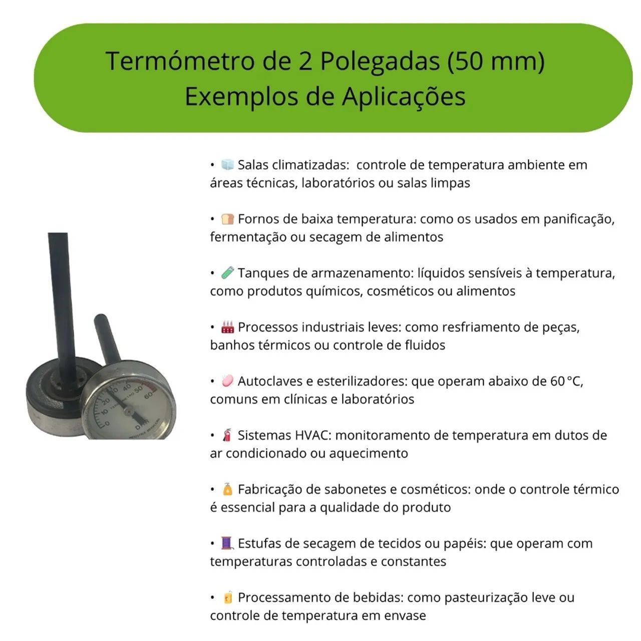 Termómetro 60° 50mm haste de 100mm disponivel 150 unidades - Foto 4