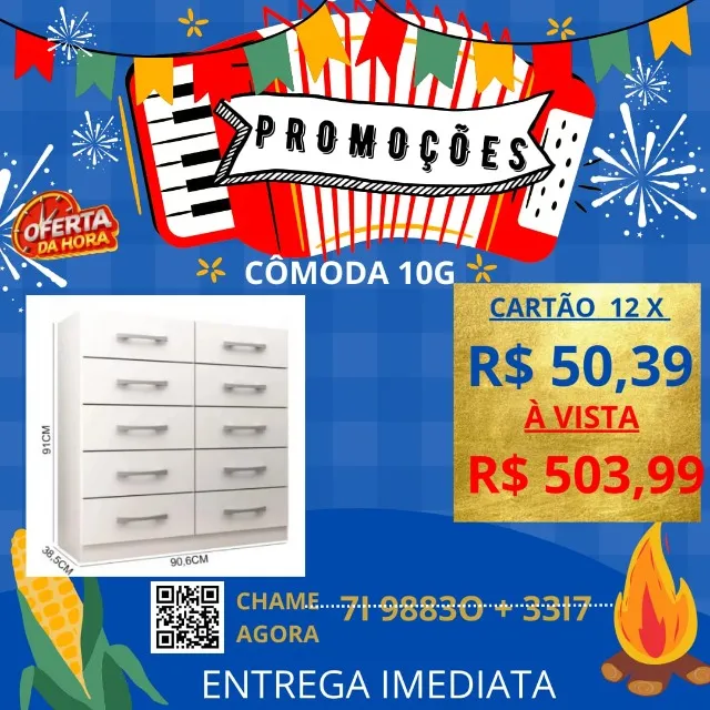Cômoda 10 Gavetas | Entrega Rápida | Pague ao Entregador | Acerte e Receba hoje