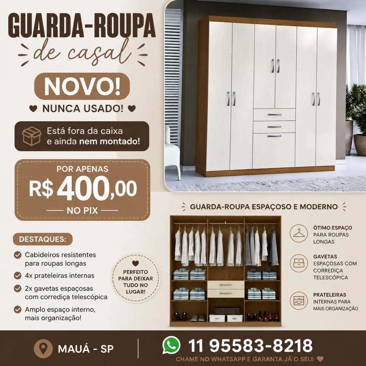 Guarda-Roupa de Casal NOVO