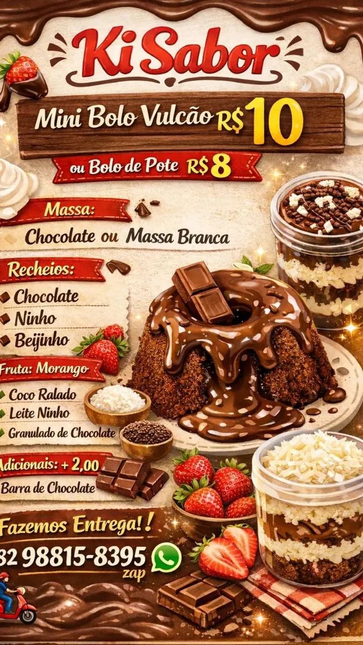 Mini bolos vulcão e bolo de pote