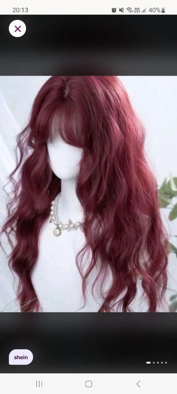 Peruca longa com franja da shein ruiva
