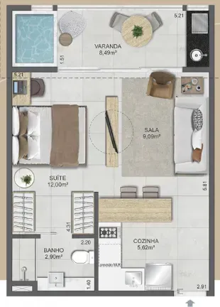 PLANTA 52m²