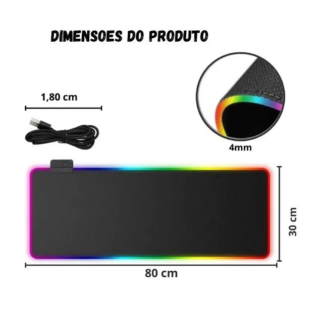Mouse Pad Gamer Grande Led RGB 80x30cm  B-max - Foto 4