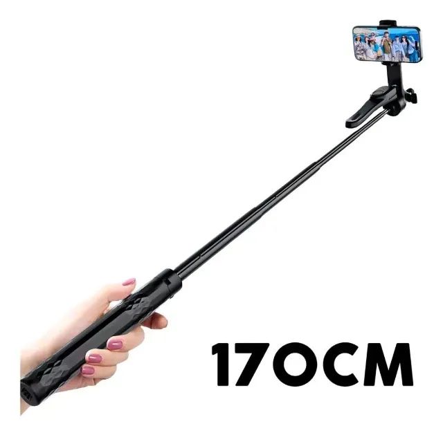 Bastão Tripé Selfie Para Celular 170cm Controle Bluetooth - Foto 3