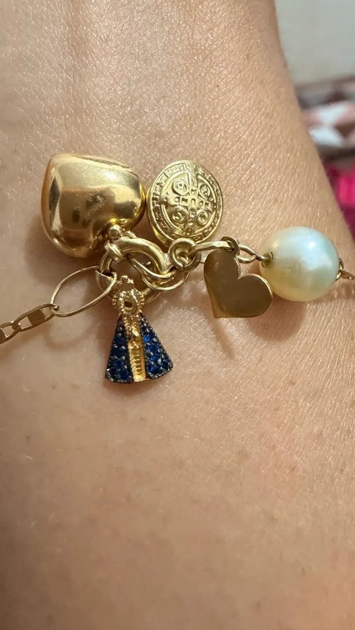 Pingente nossa sra aparecida ouro18k - Foto 3