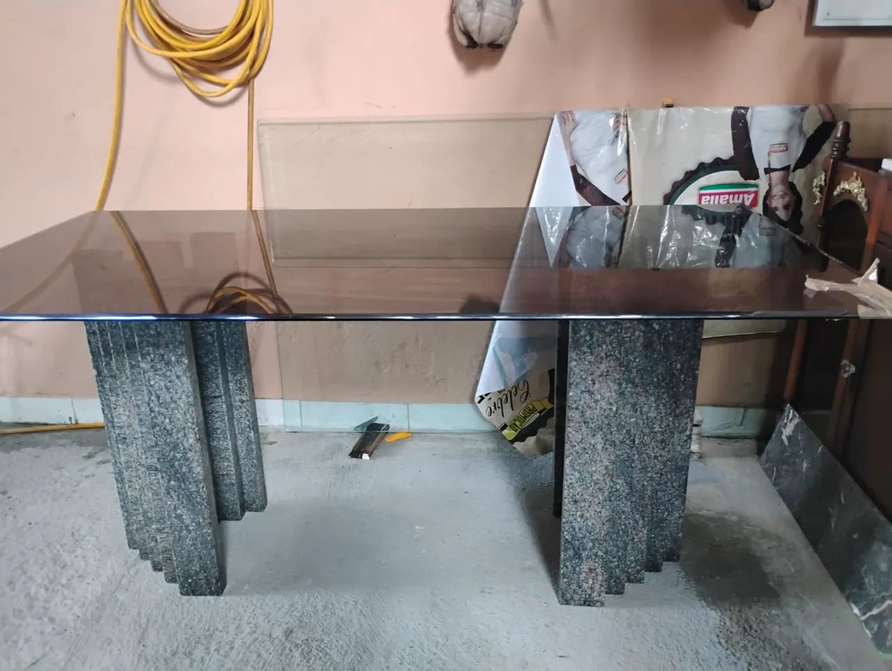 Mesa tanto de  vidro  base  granito  - Foto 4