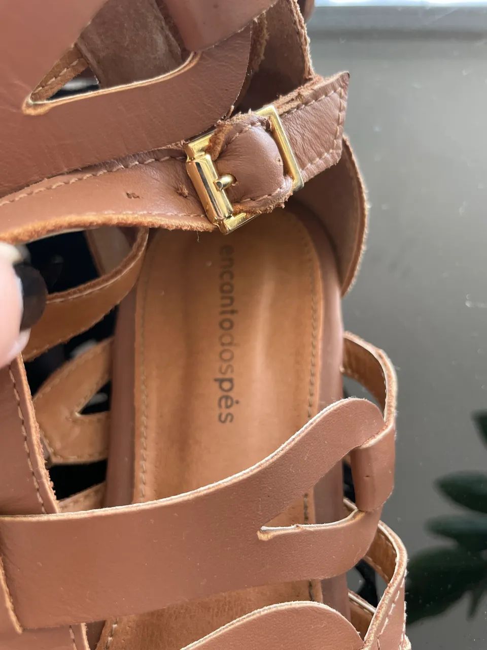 sandália gladiadora marrom encanto dos pés 39 - Foto 4