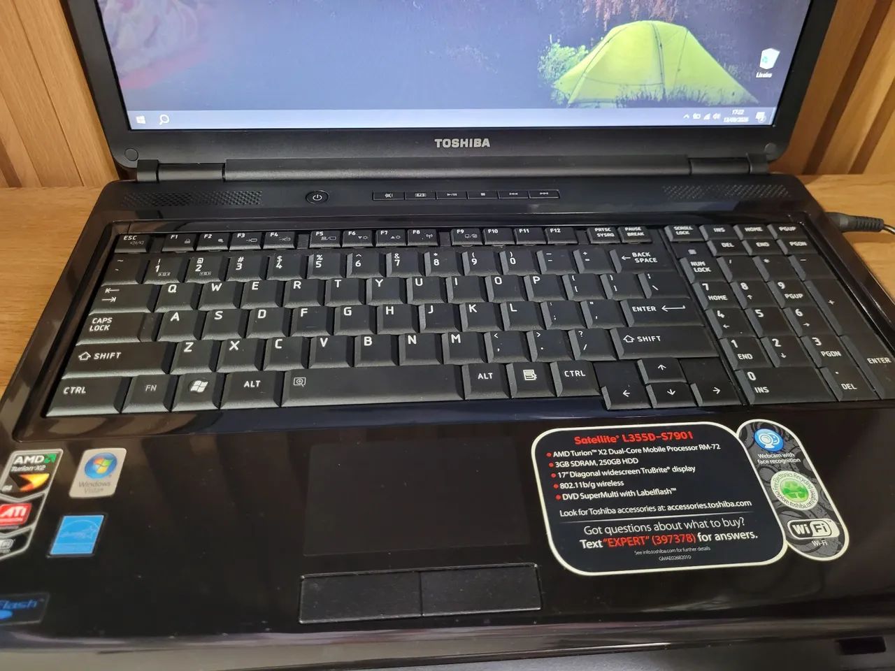 Notebook Toshiba Satellite L355D com tela gigante 17 polegadas. Muito conservado. - Foto 3