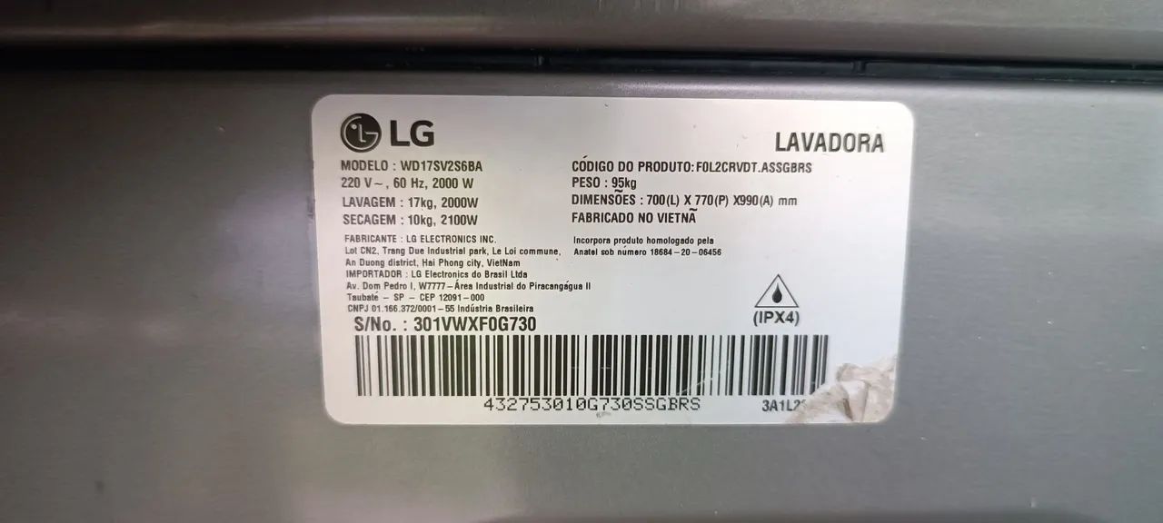 Lava e seca 17kg  LG ThinQ - Foto 5