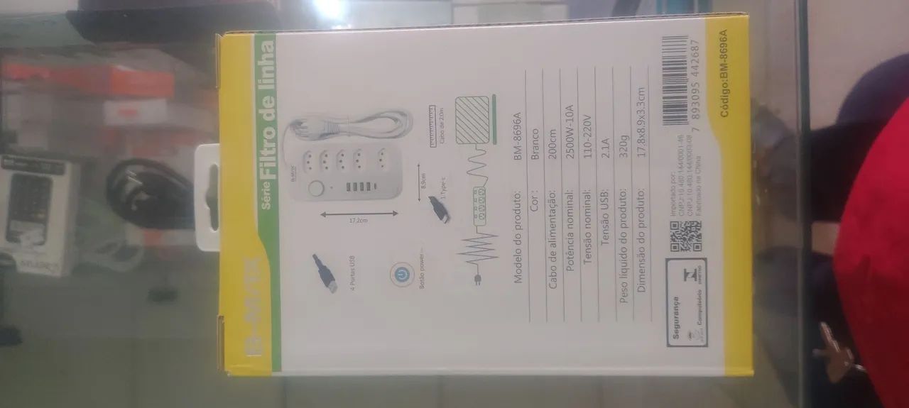 Filtro de Linha 2m com entradas USB e Tipo C - Foto 3