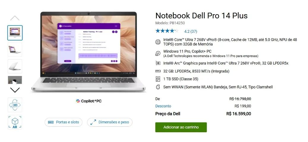 Dell PRO 14 Plus 14" Ultra 7 32GB 512GB  - Foto 5