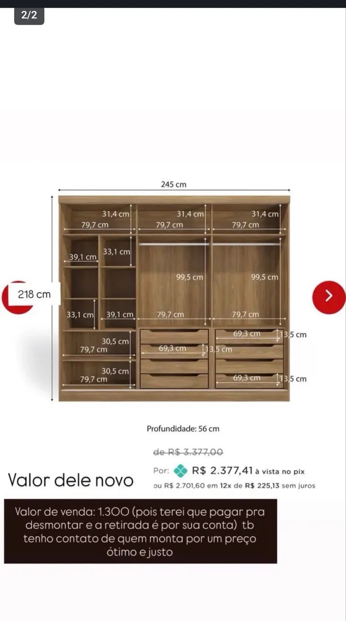 Guarda roupa Casal MDF  - Foto 2