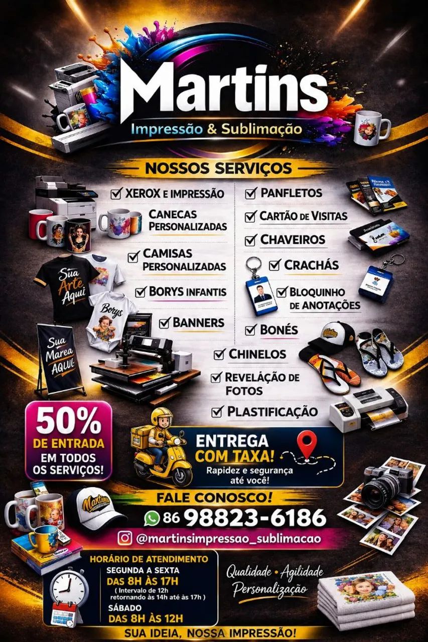 Trabalhamos com impressão e Sublimação 