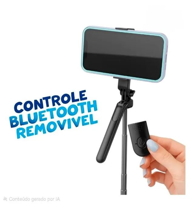 Bastão Tripé Selfie Para Celular 170cm Controle Bluetooth - Foto 2