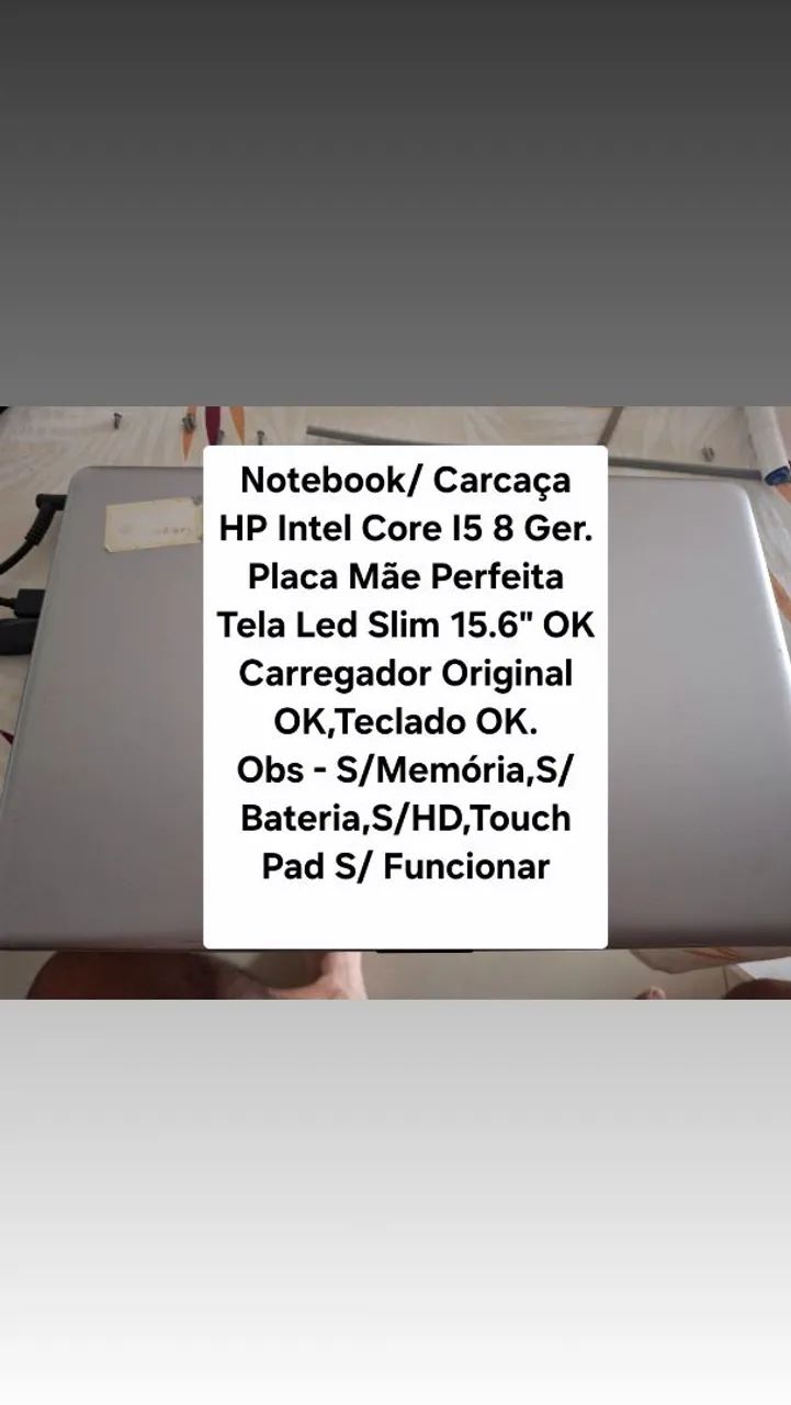 Notebook HP /Carcaça Intel Core I5 8 Geração.