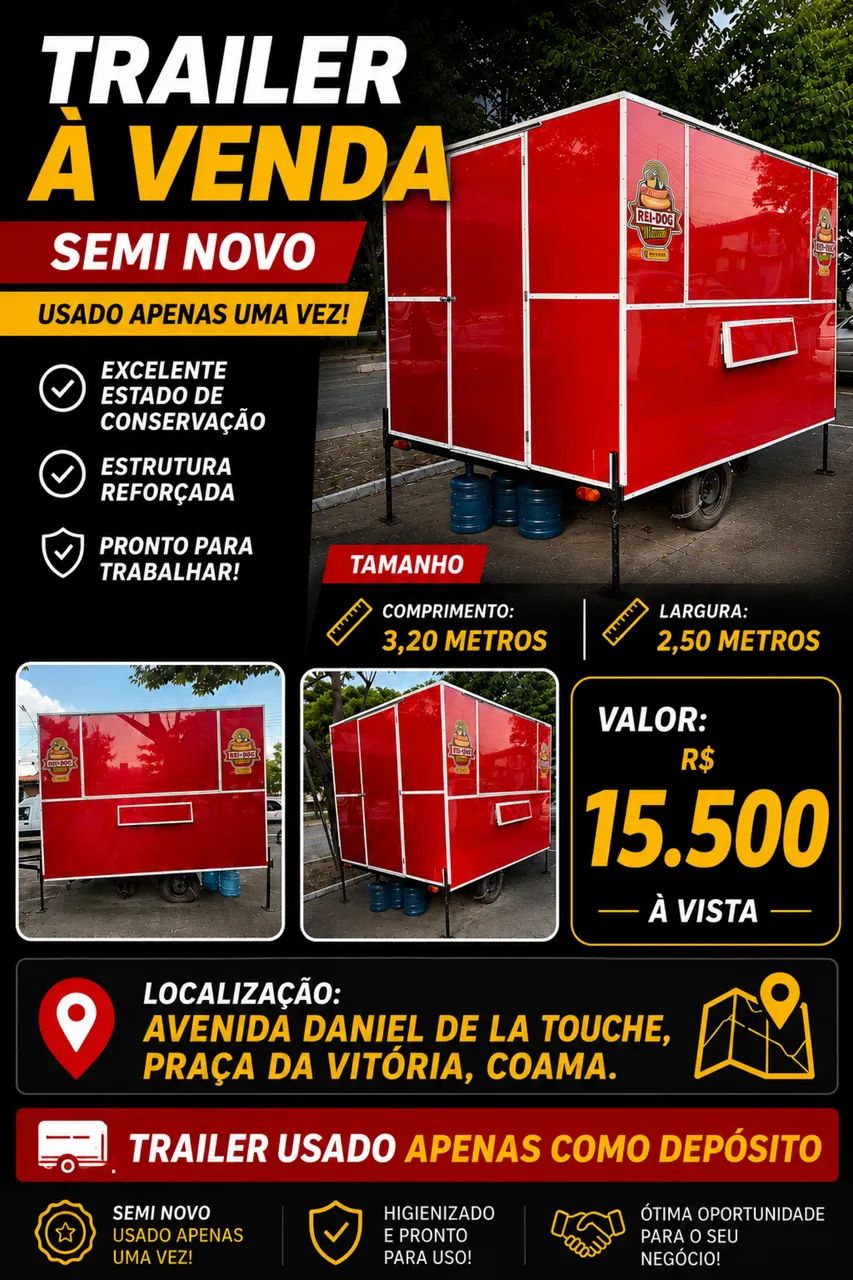 Trailer semi novo, 3 comprimento 2,20 largura 15500