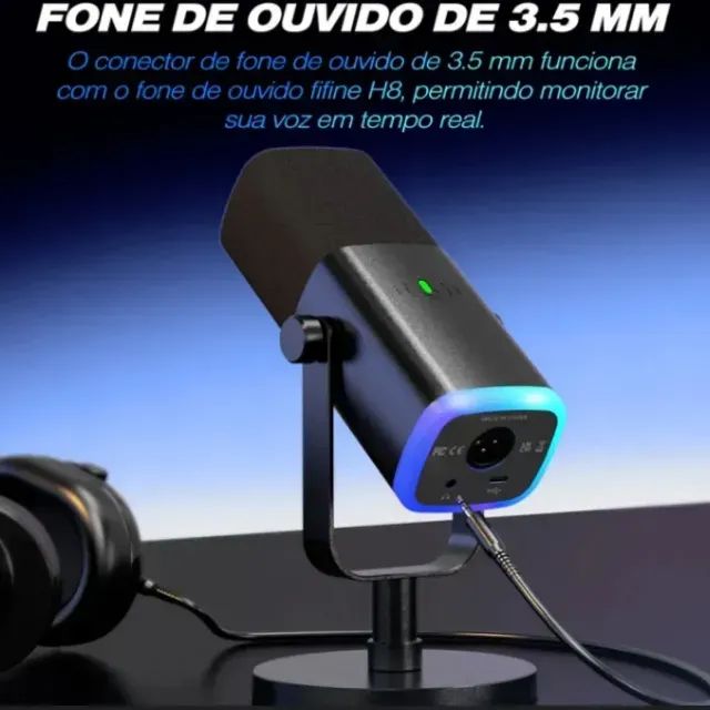 Microfone Fifine AM8 Dinâmico para Podcast, Streaming e Jogos com USB/XLR - Foto 3