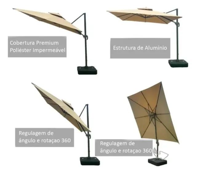 Ombrelone luxo com base 3mt x 3mt com capa Gratis - Foto 2