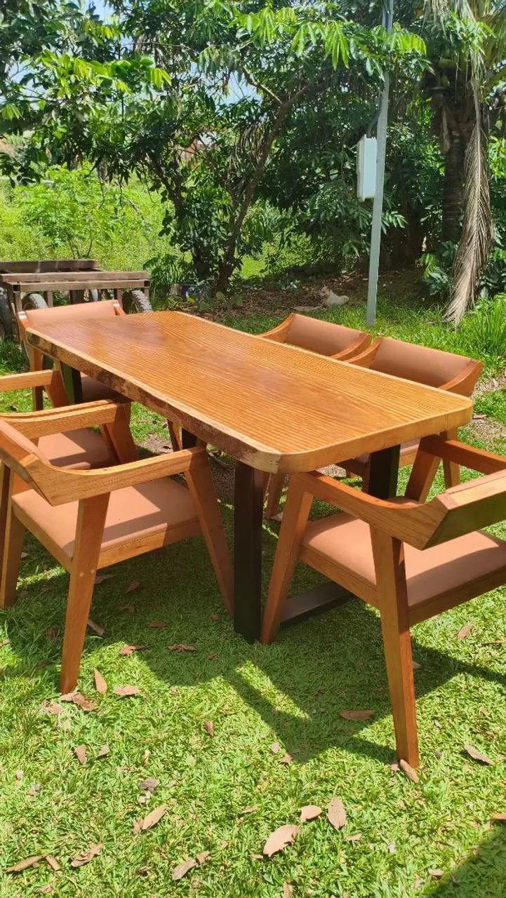 MESA RÚSTICA 2 METROS COM 6 POLTRONAS KATAKANA ACOLCHOADAS  - Foto 2